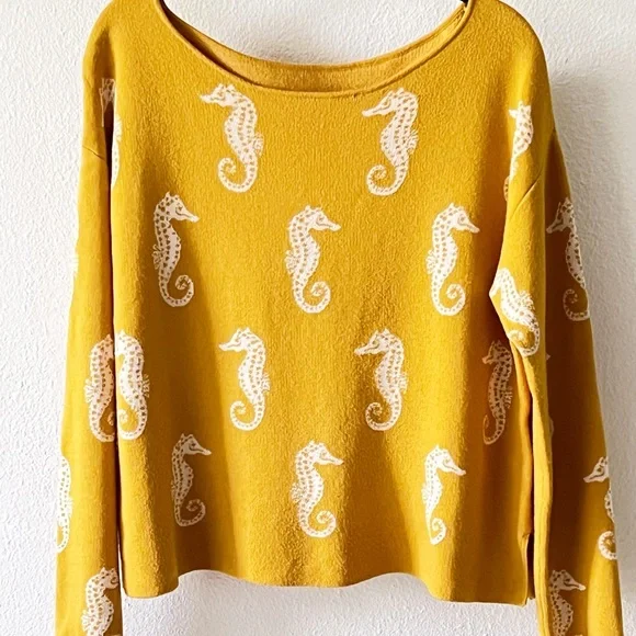 Anthropologie Maeve Seahorse Women's Yellow Women's Sweater Size Small - Picture 16 of 16
